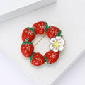 Red Strawberry Wreath Enamel Brooch in Red for Jackets and Scarves view 4