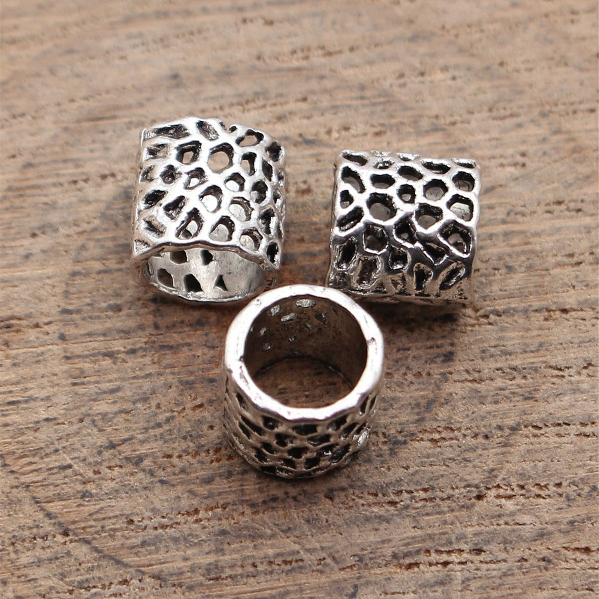 8x8x8mm 0.8g Multicolor Zinc Alloy Hollow Mesh Tube Large Hole Spacer Beads for Dreadlock Jewelry
