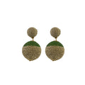 Gold Disc Stud Wrapped Ball Drop Earrings Rhinestone Bands view 6