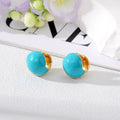 Gold Tone Colorful Chunky Ball Stud Earrings in Three Colors view 3