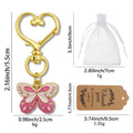 Pink and Cream Butterfly Metal Keychain with Gold-Tone Heart Clasp view 2