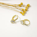 Round Stone Crystal Paved Huggie Hoop Earrings Four Styles view 8