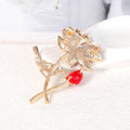 Purple Gold Tone Lotus Pearl Look Metal Brooch Pin view 3