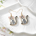 Gold Tone Enamel Lynx, Schnauzer and Lemur Drop Earrings in Five Designs view 5