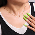 Gold Titanium Steel Freshwater Pearl Station Dangle Necklace view 3