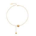 Ball Slider Drop Necklace in Gold and Silver Tone Finishes view 5