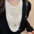 Gold Tone Teardrop Pendant Long Chain Lariat Necklace view 3