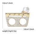 Crystal Ruler Brooch with Pearl Accent and Twin Cutouts view 4