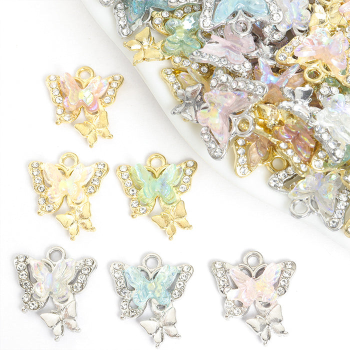 Iridescent Butterfly Charms in Gold and Silver Tones