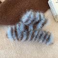 Blue Brown Striped Faux Fur Shark Claw Hair Clip Plush view 2