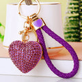 Jeweled Heart Keychains in Seven Color and Braided Loop Pairings view 1