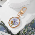 Gold Tone Geometric Pressed Flower Resin Clip Keychains view 3