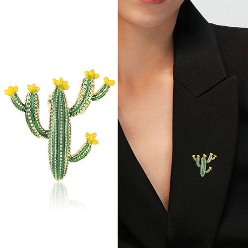 Cactus Brooch displayed in a styled product view