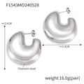 Chunky C-Shape Polished Stud Earrings Gold Or Steel Metal view 7