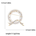 Circular Faux Pearl Wreath Brooch with Crystal Leaf Accents view 5