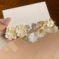 Gold Cream Flower Pearl Six Piece Stud Earring Set view 6