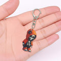 Orange Hooded Skull Wood Plaque Keychain Lobster Clasp view 4