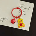 Yellow Heart-Holding Duck Keychain with Red Bell and Split Ring view 5