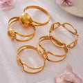 Gold Steel Sphere Wave Open Frame Hinge Bangle Bracelets view 2