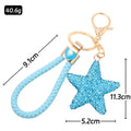Rhinestone Star Keychain Gold Ring Braided Cord 15 Styles view 4