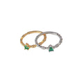 Silver Twisted Band Ring Green Oval Zircon Center Stone view 5