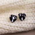 Printed Heart Brown Red Black and Green Stud Earrings view 4