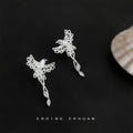 Silver Phoenix Bird Drop Earrings Clear Zircon Accents view 4