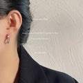 Silver Hammered Texture Open Heart Huggie Hoop Earrings view 2