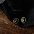 Antique Gold Black Oval Classical Cameo Bust Stud Earrings view 3