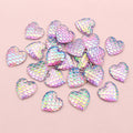 Iridescent Mermaid Scale Heart Resin Cabochons in Nine Colors view 12