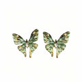 Enamel Look Butterfly Pearl Accent Stud Earrings in Three Colors view 5