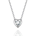 Silver Heart CZ Pendant Cable Chain Necklace Five Colors view 2