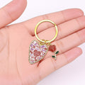 Happy Valentines Heart Keychain Gold Ring Rose Charm view 3
