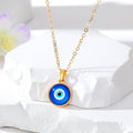 Gold Tone Small Round Evil Eye Pendant Necklaces in Seven Colors view 9