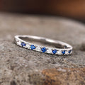 Alternating Blue And Clear Round Stone Slim Ring In Silver Tone view 2