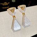 Geometric Faceted Dangle Stud Earrings in Two Styles view 7