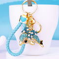 Jeweled Bow Dolphin Keychains in Pink and Blue with Bare Wrist Loops view 9