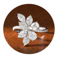Marquise Clear Stone Leaf Cluster Floral Ring In Silver Tone view 2