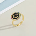 Gold Tone Round Enamel Moon and Star Adjustable Rings in Four Colors view 4