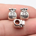 12x9.2x8.7mm 2.8g Antique Silver Zinc Alloy Lucky Bag Fu Character Large Hole Double Sided Beads for Bracelet Making