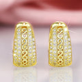 Silver or Gold Tone Pavé Scroll Wide Huggie Earrings view 2