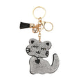 Rhinestone Fox Cat and Dog Tassel Clip Keychains in Five Designs view 5