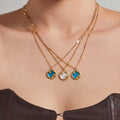 Round Star and Shell Inlay Pendant Necklace in Three Designs view 4