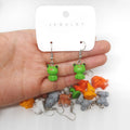 Miniature Resin Pig Cat Frog and Animal Hook Earrings in Twelve Designs view 3