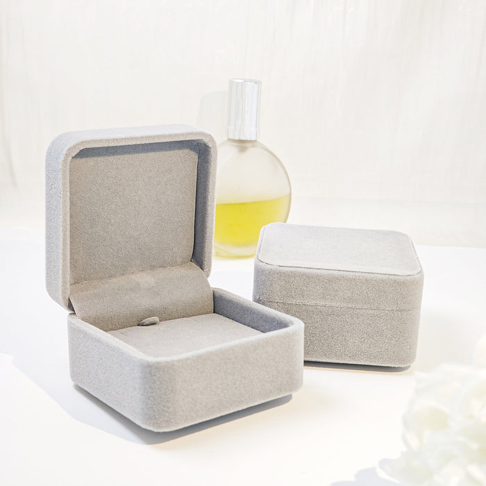 Gray Square Flocked Jewelry Gift Presentation Display Box