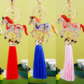 Striped and Crystal Horse Tassel Keychains in Five Colors plus Assorted Option view 1