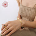 Gold Happy Forever Bar Tag Eight Point Star Charm Bracelet view 3