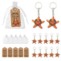 Orange Smiling Starfish Flower Crown Wood Keychain view 1