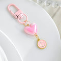 Pink Pearlescent Heart And Round Initial Letter Keychain view 4