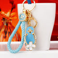 Mixed Jeweled Flip Flop Keychains with Fortune Braided and Plain Loops view 6
